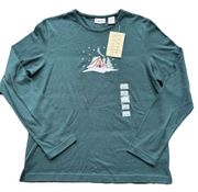 NWT  Winter House Green Long Sleeve Shirt Cozy Soft size Small