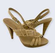 Reese Woven Macramé Strappy 4.25" Stacked Cone Heel Sandal 8