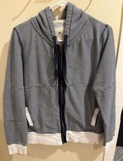 Rip Curl navy blue and white stripped full zip hoodie-xl