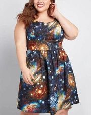 [Modcloth] Fervour Space Solar System Galaxy Fit & Flare Novelty Retro Dress 1X