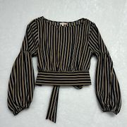 GB Long Sleeve Top Sz XL MULTICOLOR STRIPED AUTUMN NIGHTS CROPPED BLOUSE/TOP