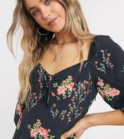 ASOS Glamorous Milk Maid Mini Dress in Dark Bloom Floral Sz 4 Women’s