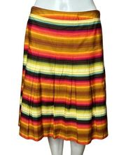 Talbots Skirt Womens 8 Multicolored Stripe Petite A Line Pleated Southwestern