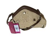 Basket Weave Straw/Cinnamon Bar Crossbody Clutch Bag