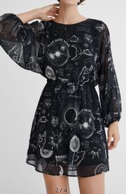 Viscose Print Dress in Black Print