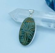 Imperial Jasper Hand Carved Gemstone Sterling Silver Pendant