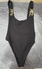 High rise gold clip bodysuit 