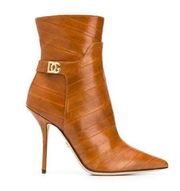 Dolce & Gabbana Ankle Stiletto Boots In Eel With DG Logo