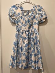 Blue Floral Babydoll Dress