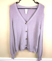 Joie Women’s Fuzzy Knit Lilac Balloon Sleeve Button-Up Cardigan Sweater