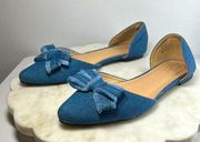 Women’s Comfort by Predictions denim flats with bow fringed accent, size 8 M