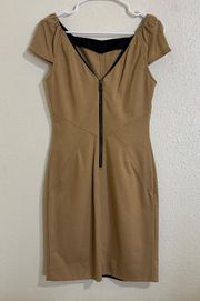 Sheath Mini Dress in Brown Wool Size 8