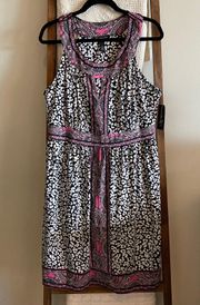 NWT  International Concepts Diva Black & White Leopard Sleeveless Dress