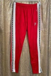 PINK Victorias Secret Red White Black Logo Zip Track Pants Small GUC