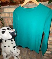 Classic Tee Shirt T-Shirt Top Long Sleeve Emerald Green Small