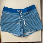 blue and white striped women’s board shorts small