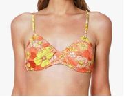 Sanctuary Bikini Top Floral Pink & Yellow Medium NWT $73