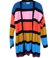 Color Block Long Open Front Cardigan  Size Small