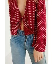 Camilla Red White Polka Dot Tie Blazer Blouse S