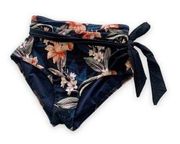JETS Women’s Swimwear Navy Multicolor Floral Print High Waisted Bikini Bottoms 6