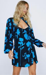 Nasty Gal  Shadowed Floral Cutout Long Sleeve Mini Dress