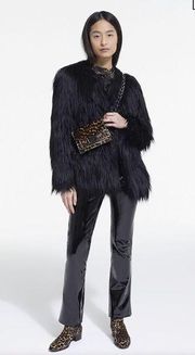 RESERSIBLE BLACK HOBO FAUX FUR COAT size medium