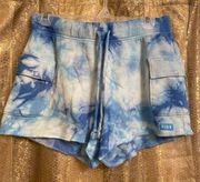 PINK Victorias Secret Blue Tie Dye Pocketed Lounge Shorts Small