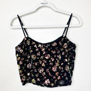 Cosmopolitan x Dress the Population NWOT Kimora Black Floral Sequin Crop Top