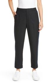 Club Monaco Wool Tuxedo Stripe Pants Black Base Cropped Ankle Size 4 NWT $179