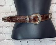 Brighton Brown Leather Belt with Silver Accents