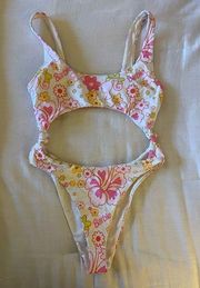 Forever 21 Barbie Cutout Once Piece Bathing Suit, Pink/White, Size S, NWOT