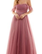 City Studio Womens Juniors Ruched Embellished Evening Dress Prom Mauve Pink 3