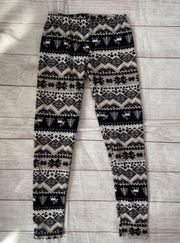 junior M 7-9 winter print fleece leggings