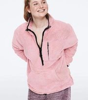 PINK - Victoria's Secret  Teddy Half Zip Pullover Jacket Mauve Pink Small