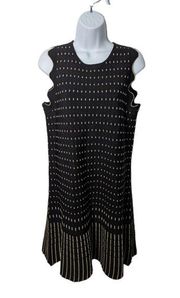 TED BAKER London Black Metallic Gold RELIOA Jacquard Knit Drop Waist Dress 3