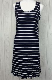 Charming Charlie’s blue and white racer back tank dress size Medium.