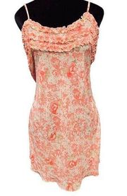 Kim Rogers Vintage Y2K Pink Cottagecore Boho Floral Ruffle Lingerie Slip Dress