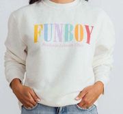 Funboy Varsity Crew Sweatshirt in White