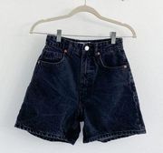 Black High Rise Dad Shorts