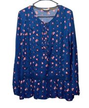 Matilda Jane blue floral long sleeve top size L