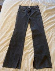 Washed Black Flare Jeans High Waisted