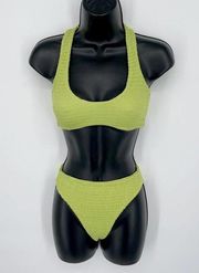 Naked Wardrobe Swim Lime Smocked 2 Pc Bikini NEW Womens Sz XS Style NW-W0538
