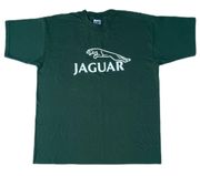 Vintage 90s Jaguar Racing Automobile British Cars Green Graphic T-shirt