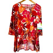 NEW Coolibar Swing Top in Sunset Orange Multi Palms Print Size Small