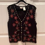 Bobbie Brooks Poinsettia Holiday Vest