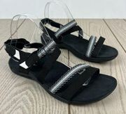 Merrell District Mendi Backstrap Strappy Sandals US9 Black & White