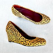 Johnston & Murphy Leopard Calf Hair Pony Hair Wedges size 6.5 like New