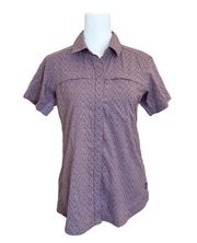 REI Co-op Women's Purple Patterned Button-Up Short Sleeve Collared Shirt SZ S