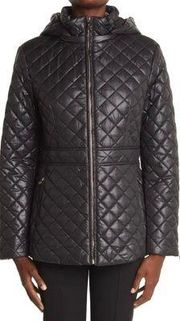 New York hooded black funnel neck quilted winter puffer jacket NWT