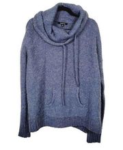 Relativity Womens Size XL Blue Wool Blend Drawstring Cowl Neck Sweater